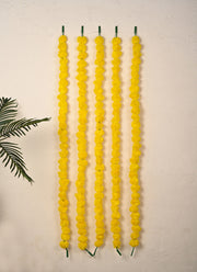 Madhoor Flower Pompom Marigold Latkan Yellow 4.5 Feet Set of 5