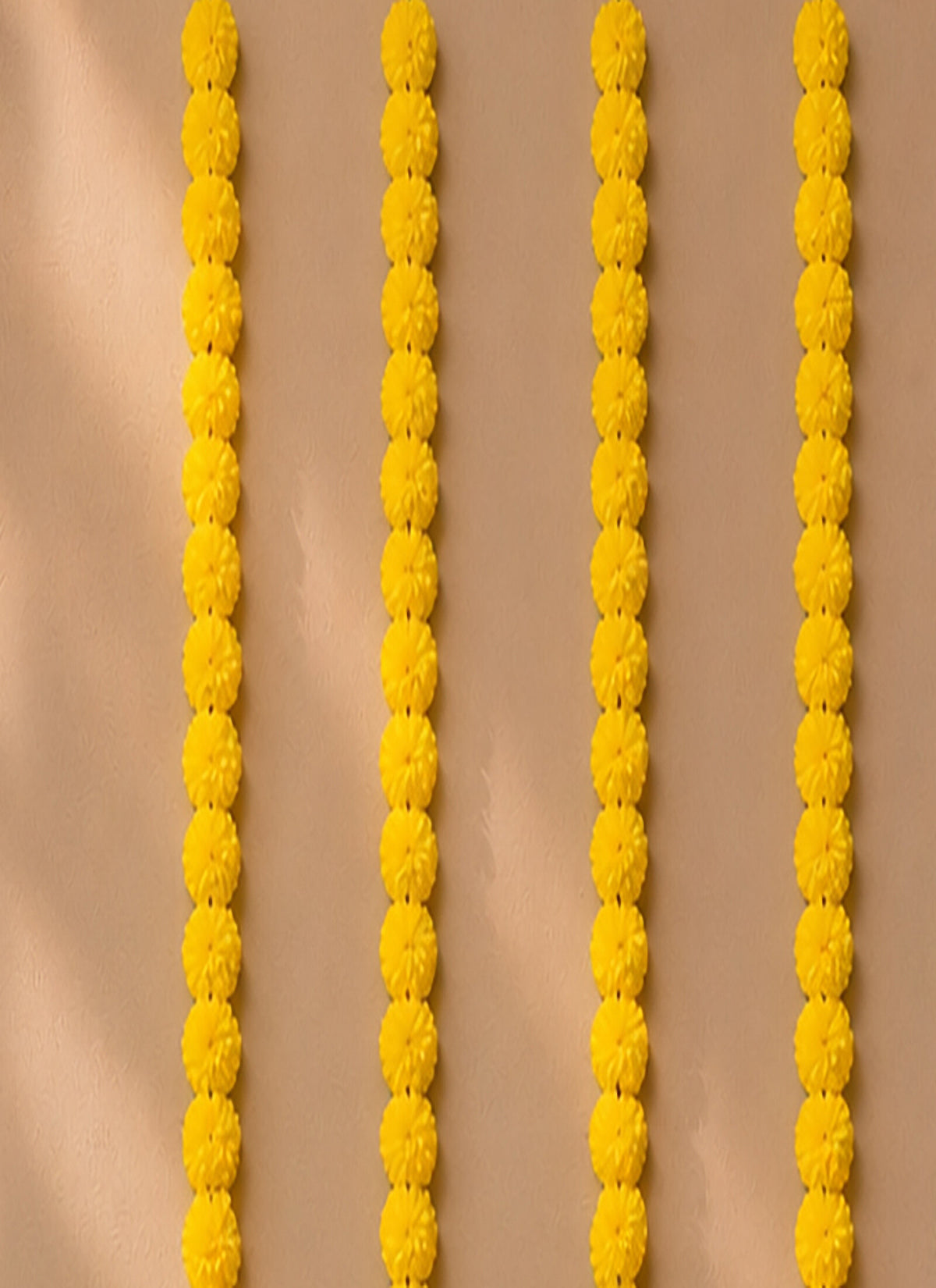 Madhoor Flower Pompom Marigold Latkan Yellow 4.5 Feet Set of 5