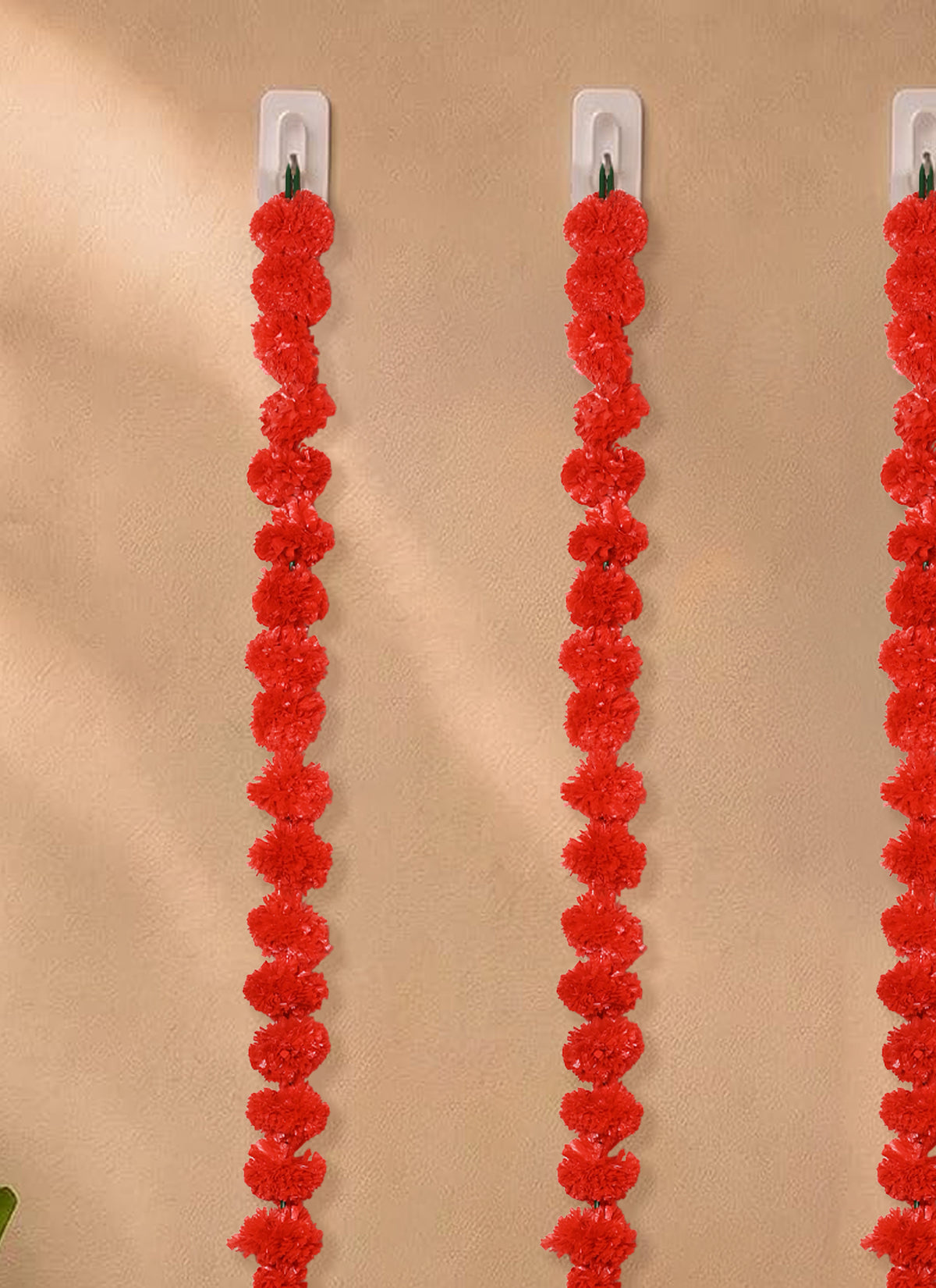 Madhoor Flower Pompom Marigold Latkan Red 4.5 Feet Set of 5
