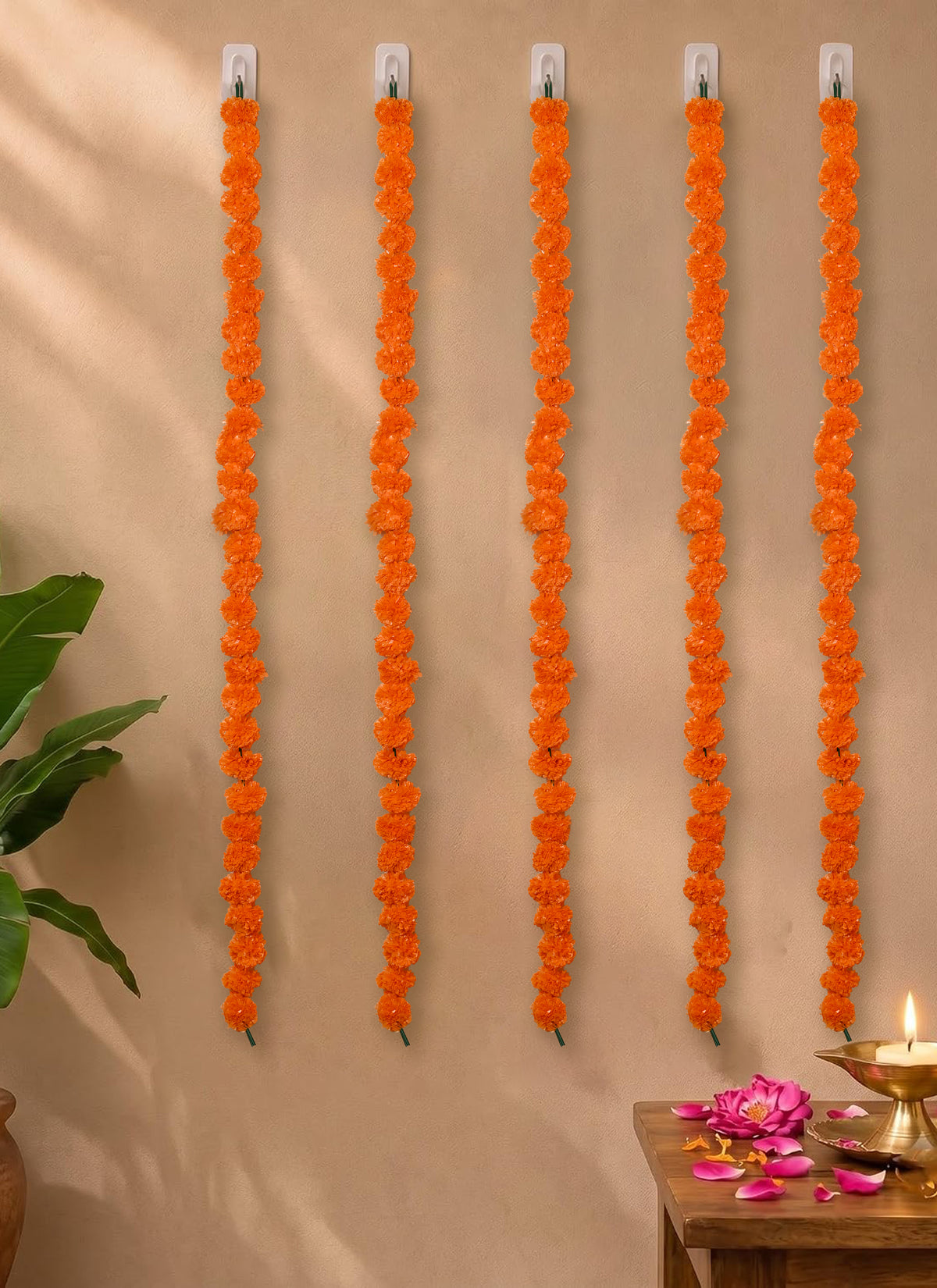 Madhoor Flower Pompom Marigold Mango Latkan 4.5 Feet Set of 5