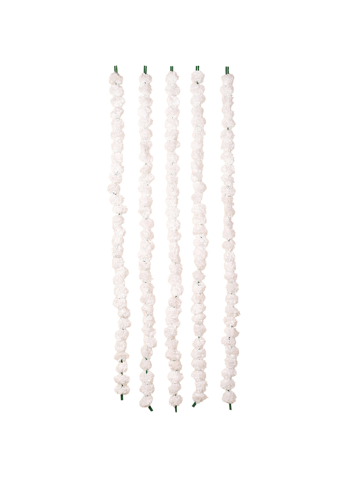 Madhoor Flower Pompom Marigold Latkan White 4.5 Feet Set of 5