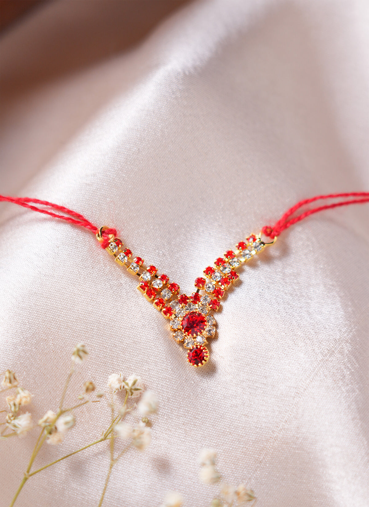 Madhoor Har Garland Stone Red White 1 Piece