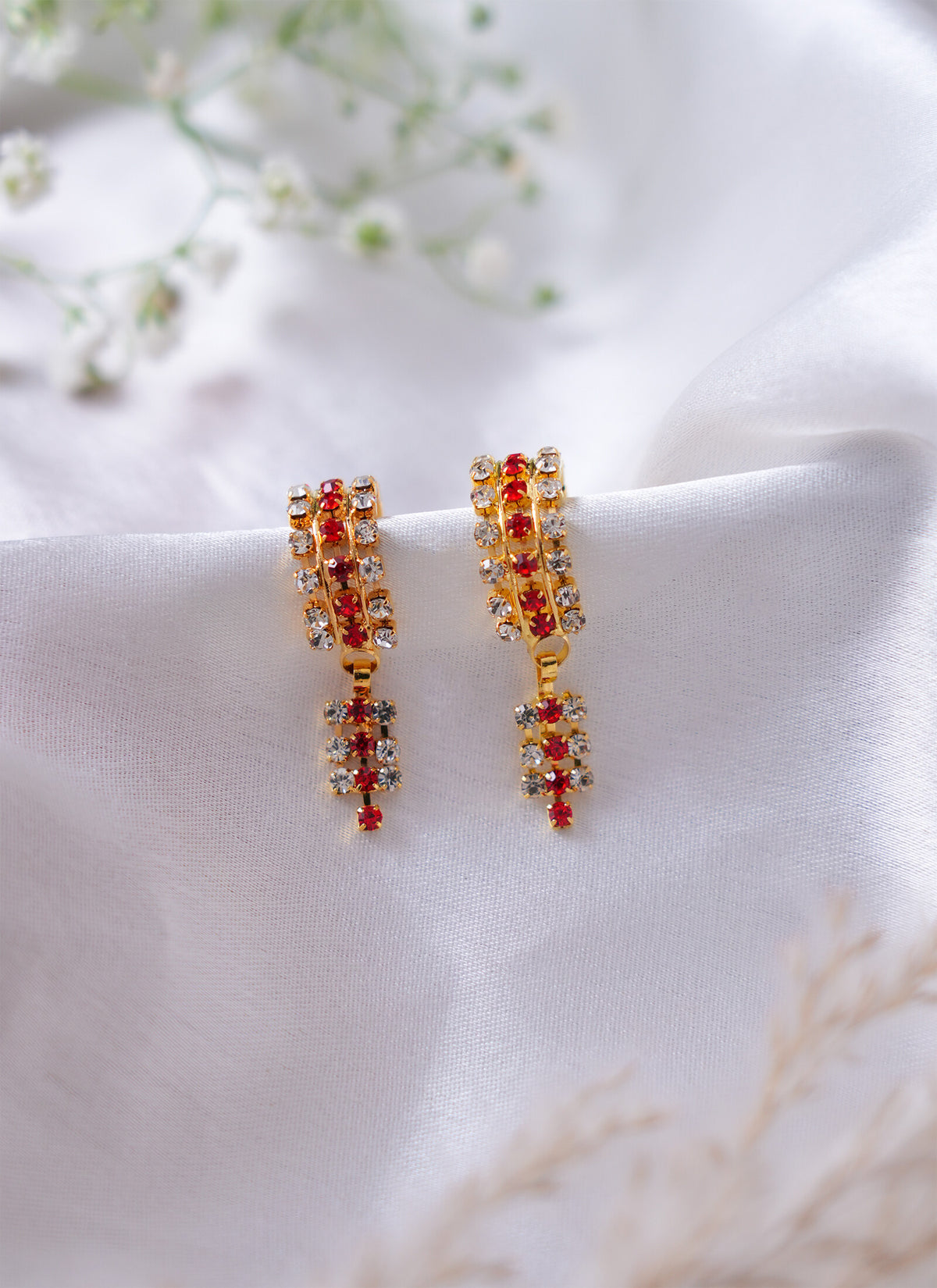 Madhoor Stone Deity Idol Bangles Gold-Tone Red White 1 Pair