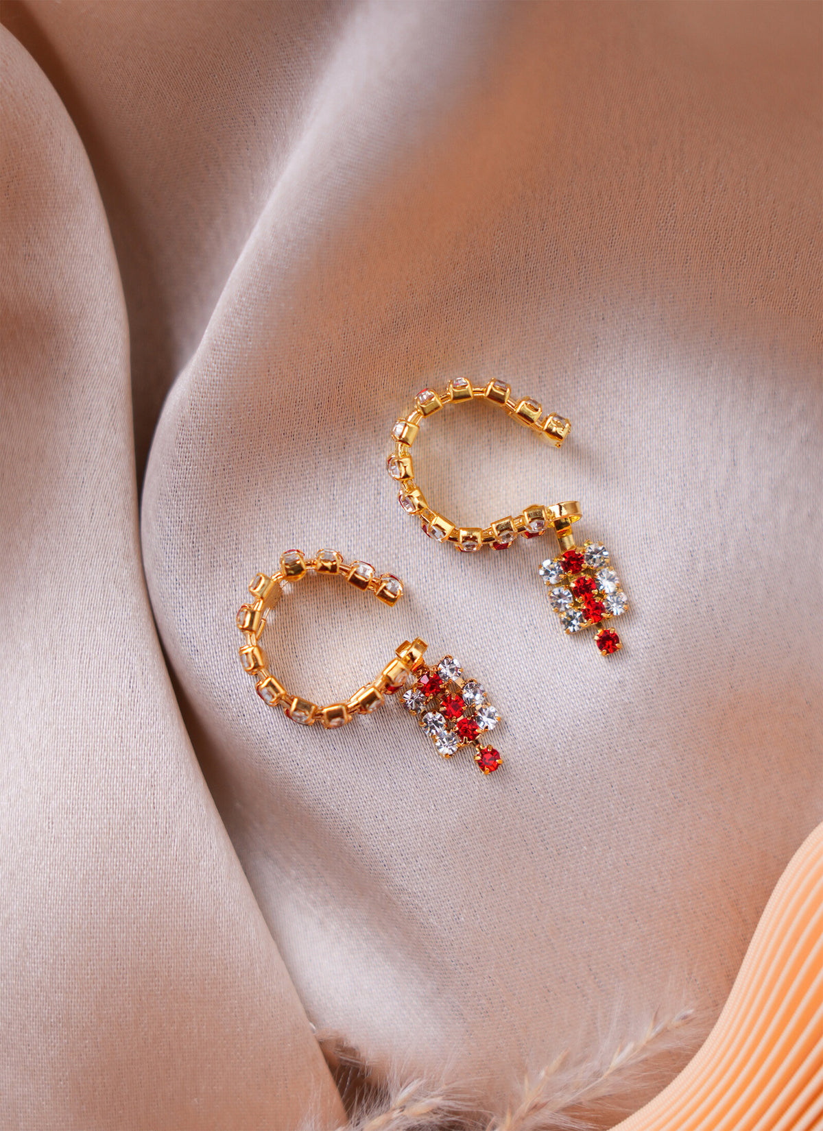 Madhoor Stone Deity Idol Bangles Gold-Tone Red White 1 Pair