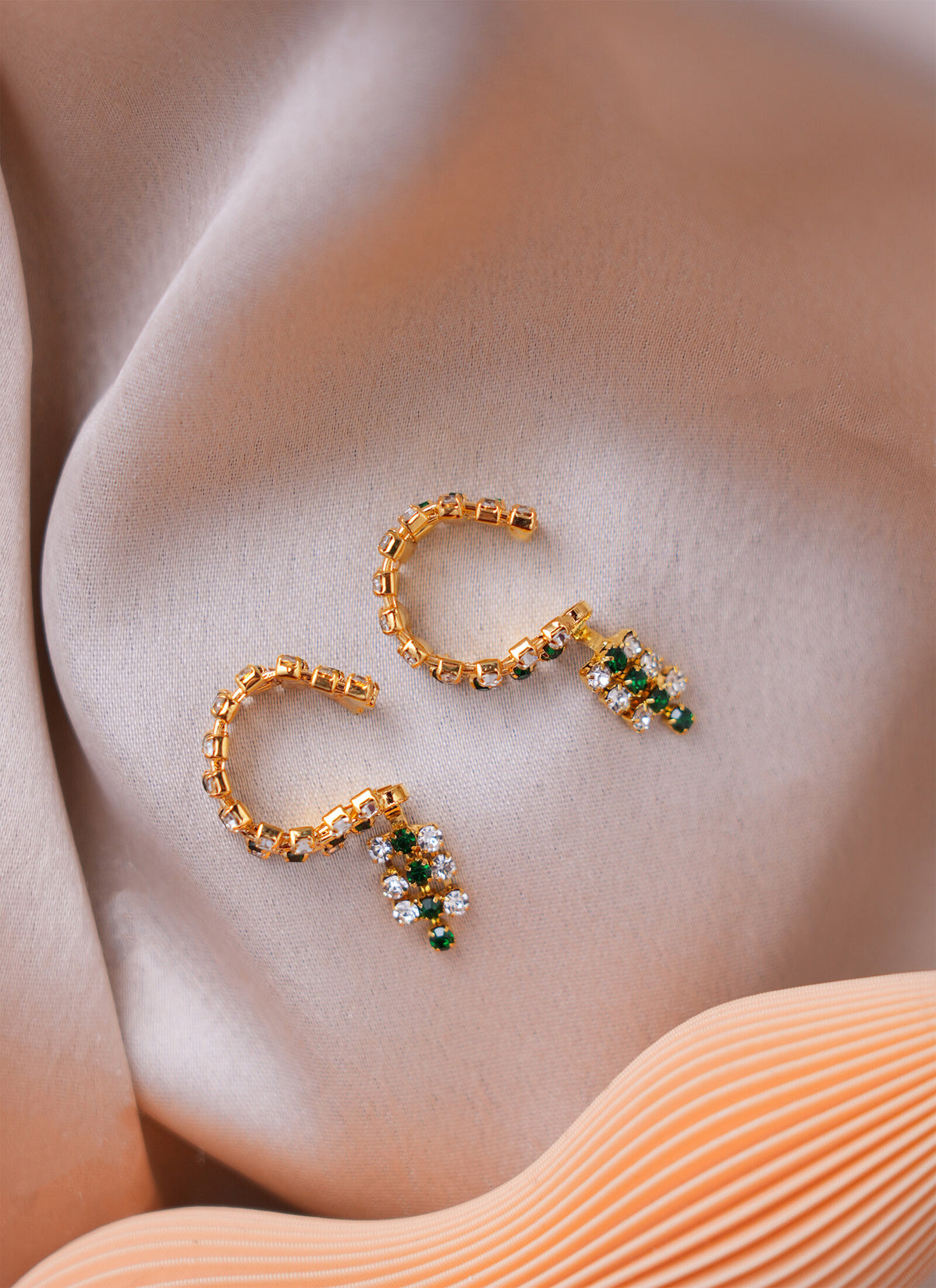 Madhoor Stone Deity Idol Bangles Gold-Tone Green White 1 Pair