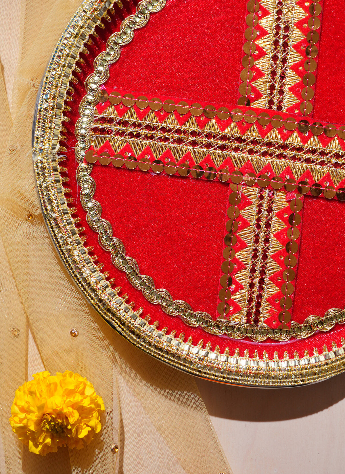 Madhoor Pooja Thali Red 11 Inches 1 Piece
