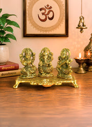 Madhoor Metal Lakshmi Ganesha Saraswati Diya 1 Set