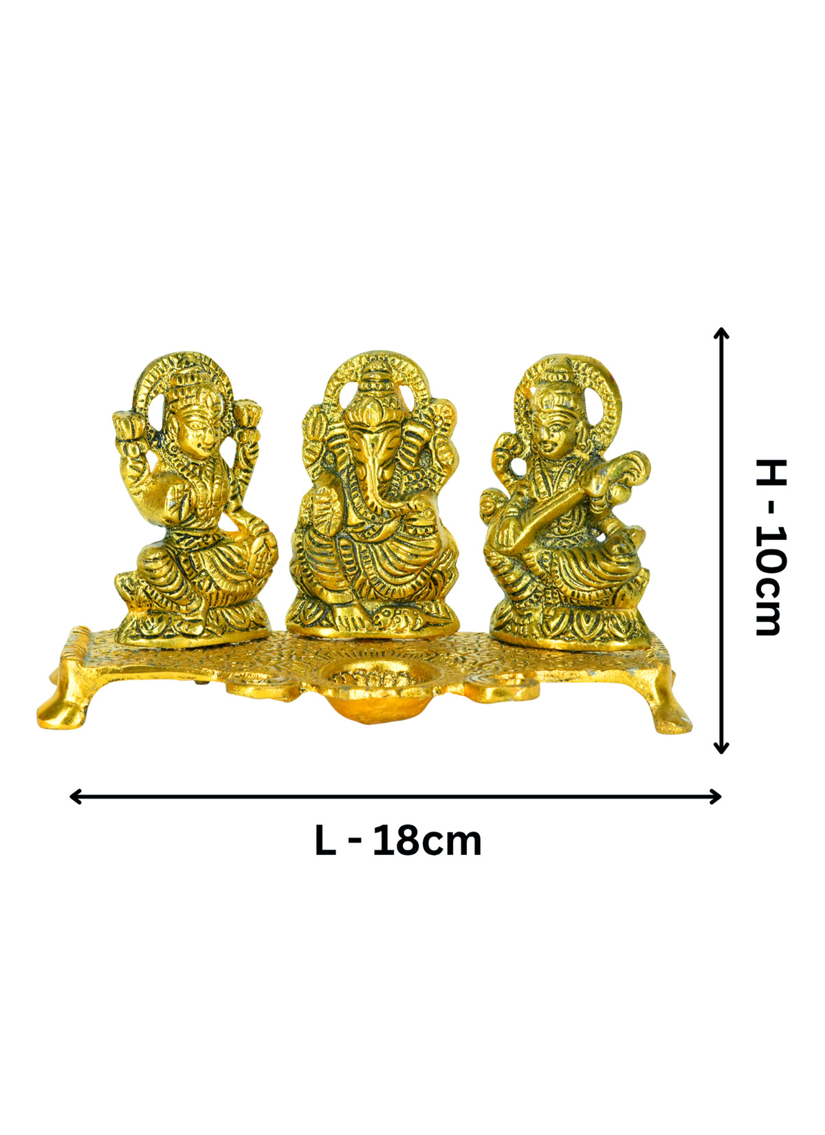 Madhoor Metal Lakshmi Ganesha Saraswati Diya 1 Set