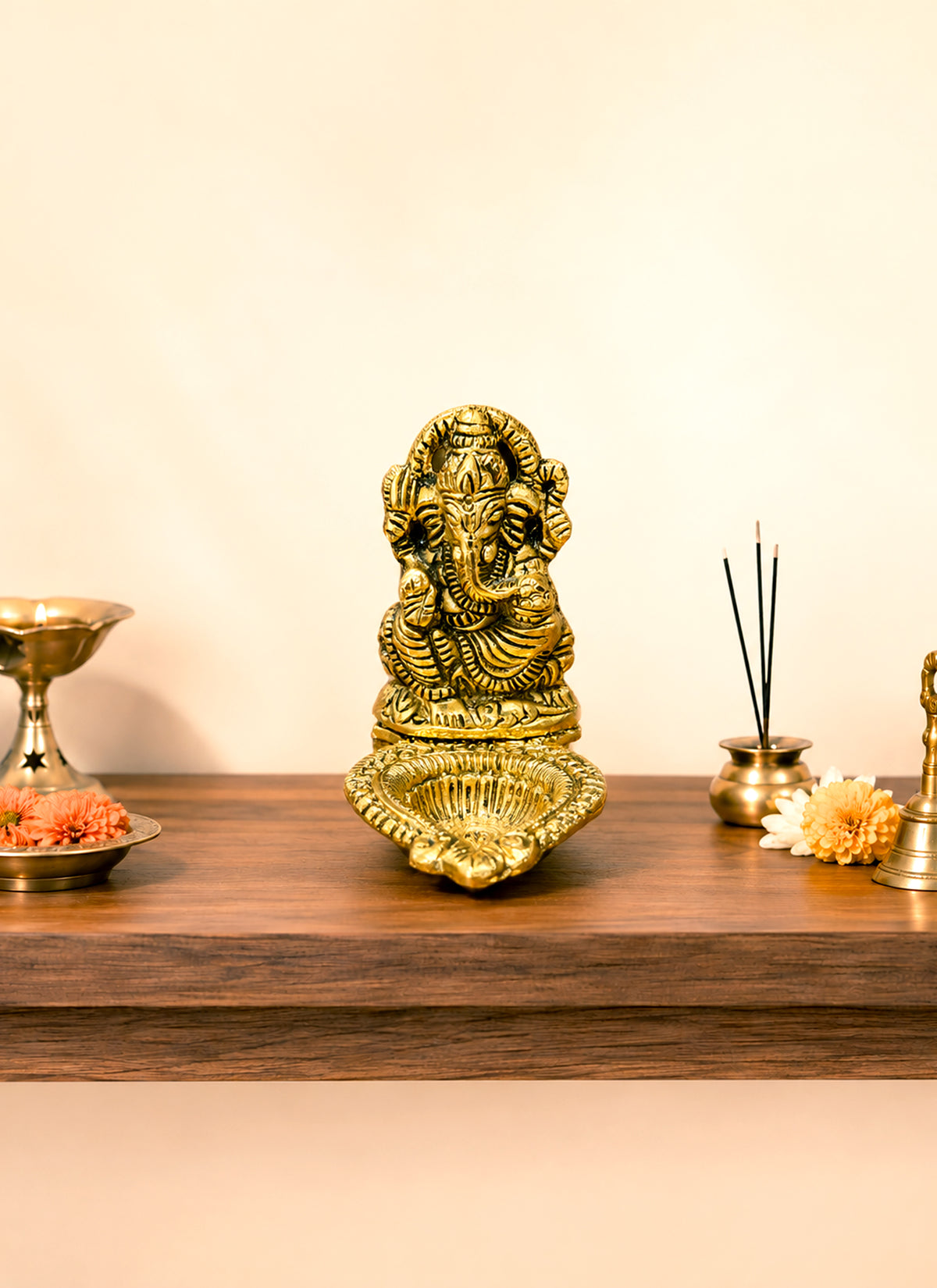 Madhoor Metal Ganesha Diya 4 Inches 1 Piece