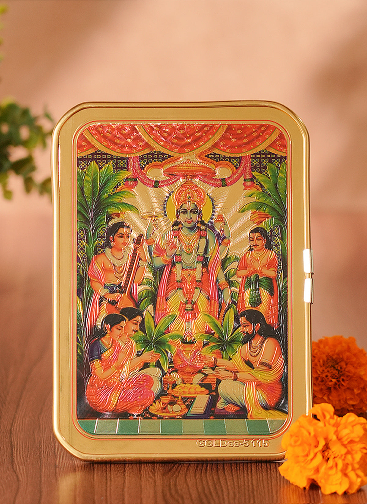 Madhoor Satyanarayan Photo Frame Gold-Tone 5 x 7 Inches