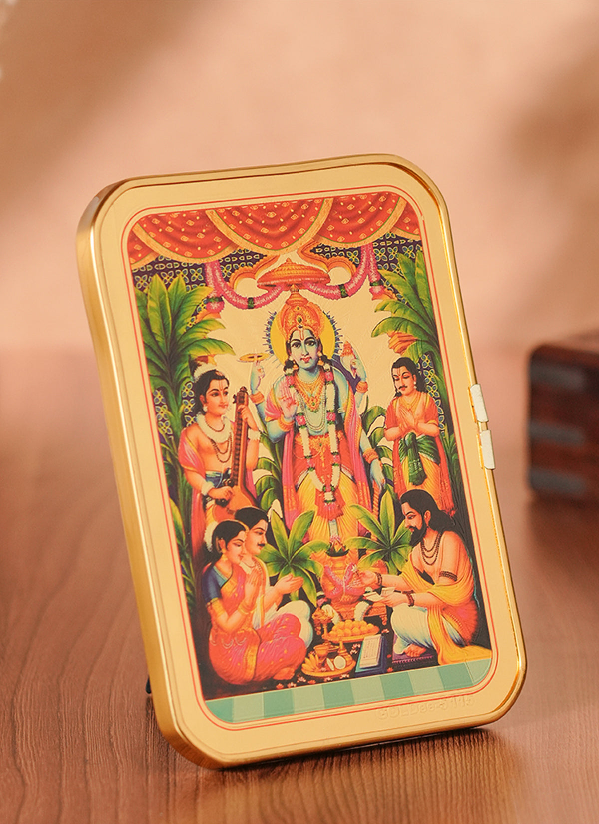 Madhoor Satyanarayan Photo Frame Gold-Tone 5 x 7 Inches