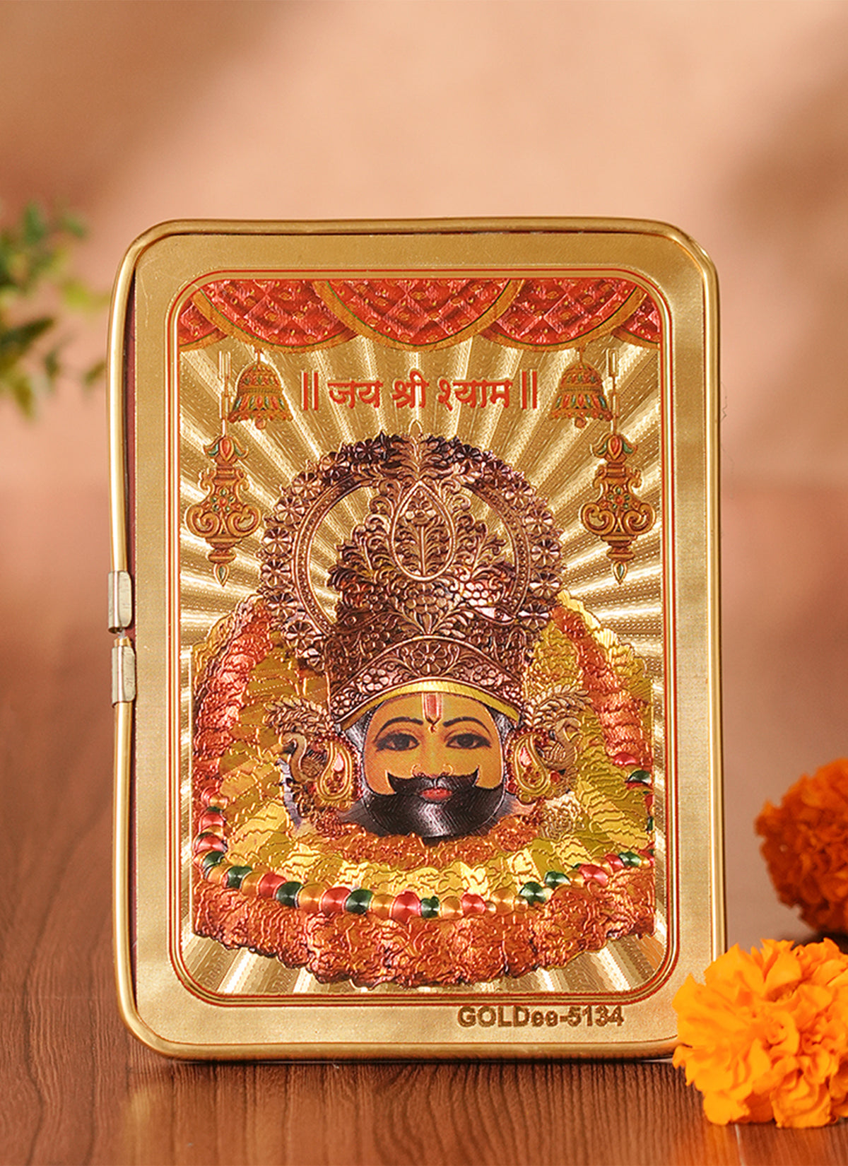 Madhoor Khatu Shyam Photo Frame Gold-Tone 5 x 7 Inches