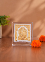 Madhoor Ganesha Photo Frame Gold-Tone White 3 x 3.5 Inches
