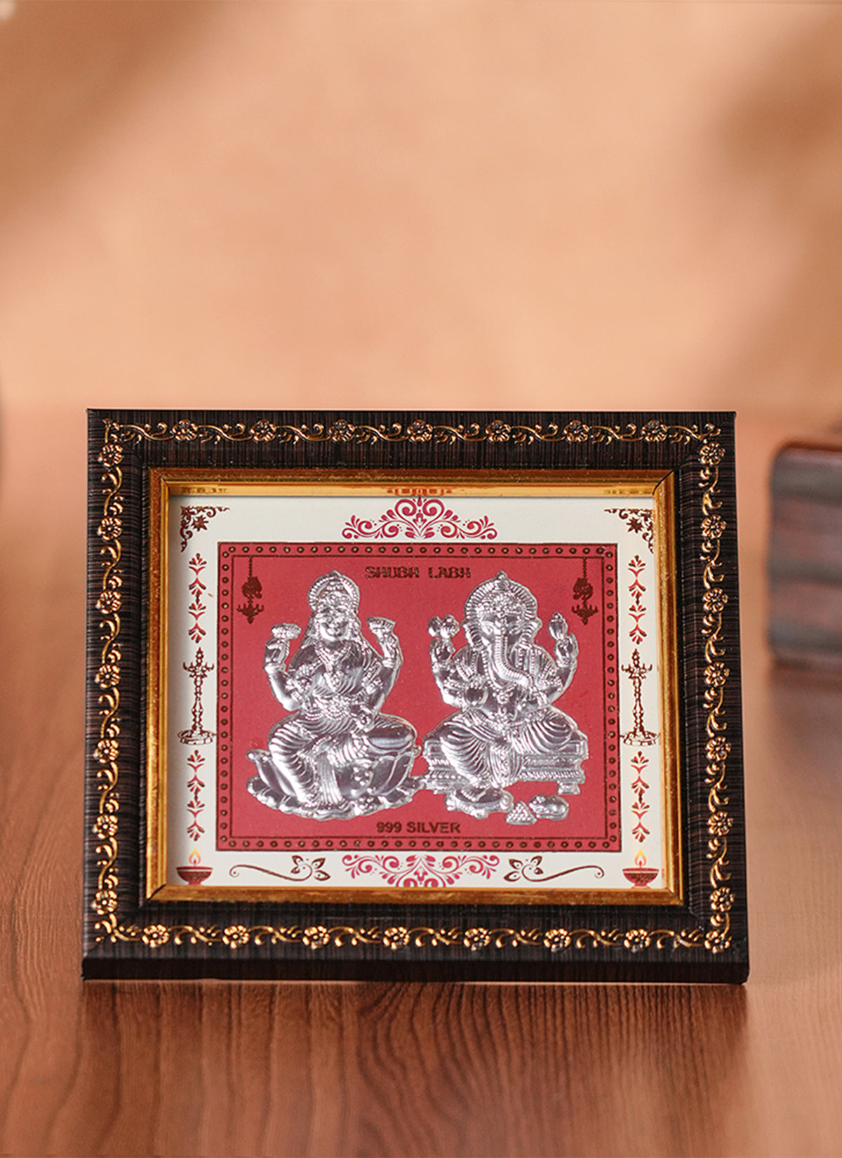 Madhoor Lakshmi Ganesha Photo Frame Gold-Tone Silver-Tone 5 x 6 Inches