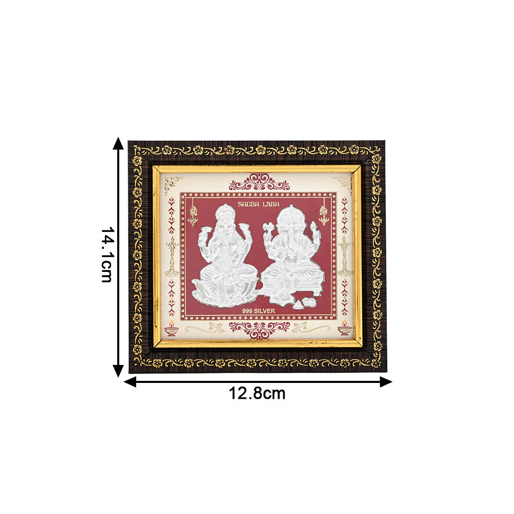 Madhoor Lakshmi Ganesha Photo Frame Gold-Tone Silver-Tone 5 x 6 Inches