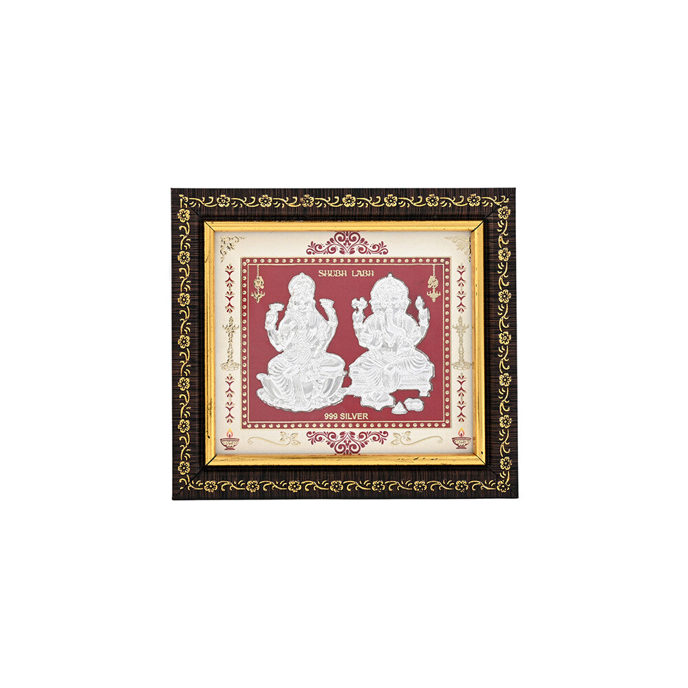 Madhoor Lakshmi Ganesha Photo Frame Gold-Tone Silver-Tone 5 x 6 Inches