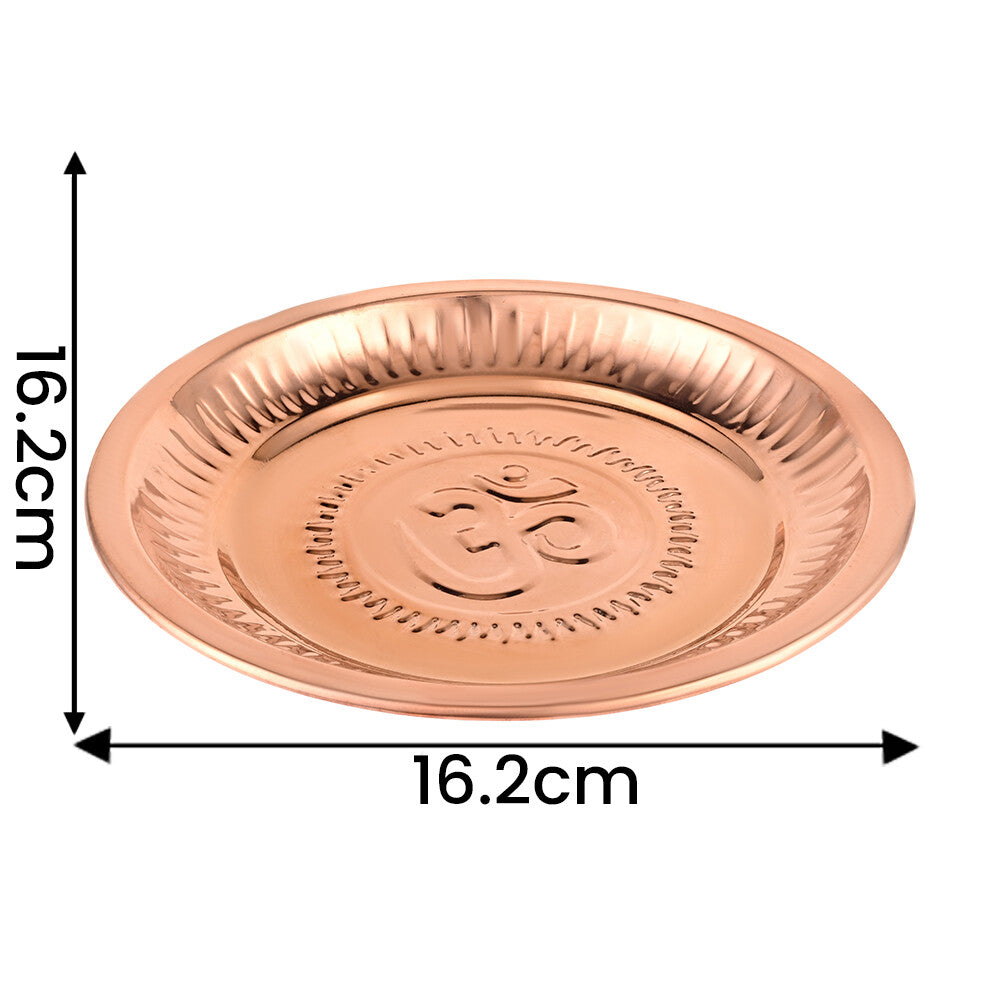 Madhoor Metal Copper Polished Pooja Thali 1 Piece