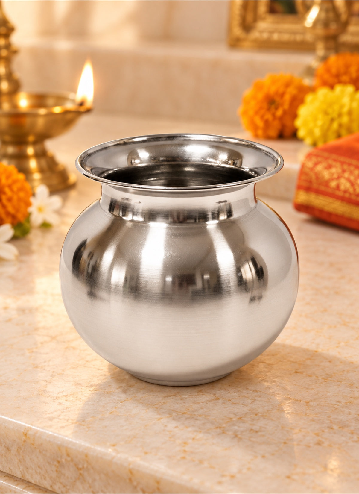 Madhoor Steel Pooja Kalash Silver-Tone 1 Piece