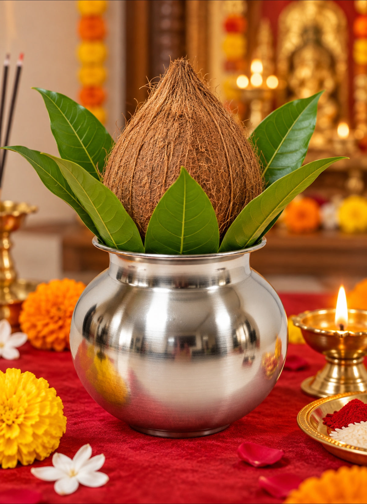 Madhoor Steel Pooja Kalash Silver-Tone 1 Piece