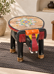 Madhoor Elephant Mandala Stool Multicolour 20 x 14.5 x 14.5 Inches 1 Piece