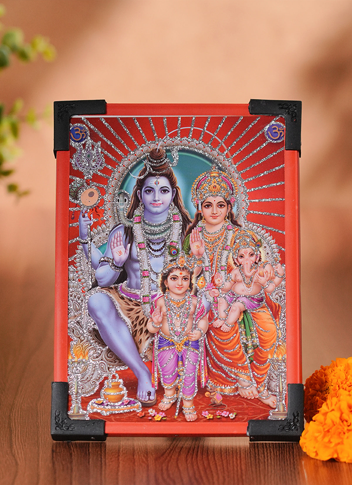 Madhoor Ganesha, Shiva & Parvati Photo Frame 6 x 8 Inches 1 Piece