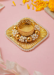 Madhoor Pearl Tealight Holder Gold-Tone 4 Inches 1 Piece