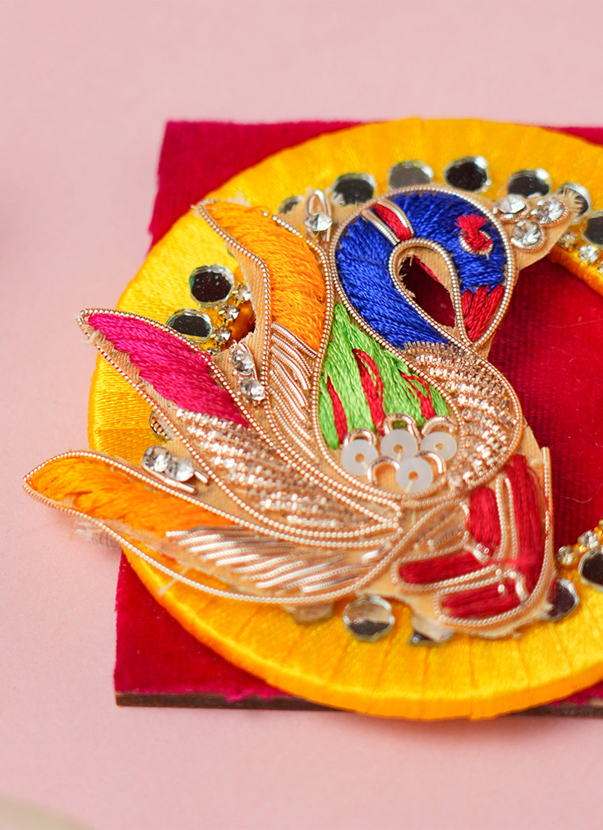 Madhoor Peacock 3 X 6 Tealight Holder Yellow Blue Red 1 Piece