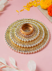 Madhoor Pearl Tealight Holder Gold-Tone 6.5 Inches 1 Piece