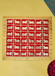 Madhoor Kamdhenu Pooja Aasan Gold-Tone Red 30 x 30 Inches 1 Piece
