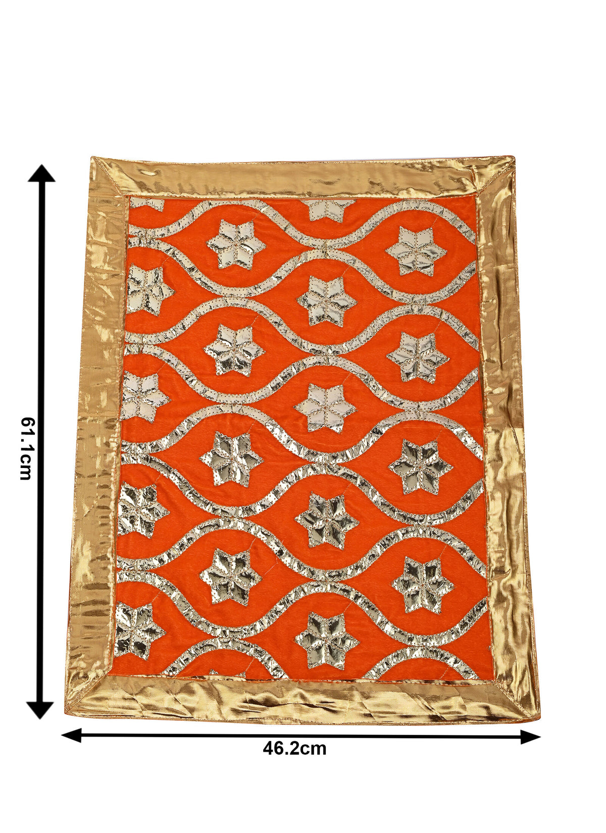 Madhoor Flower Gota Pooja Aasan Gold-Tone Orange 18 x 24 Inches 1 Piece