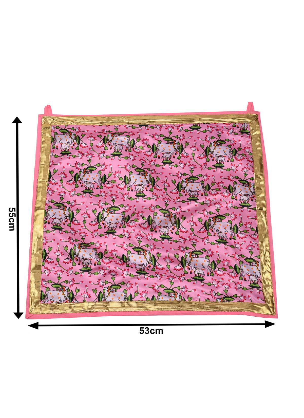 Madhoor Cow Pooja Aasan Pink White Gold-Tone 22 x 22 Inches 1 Piece