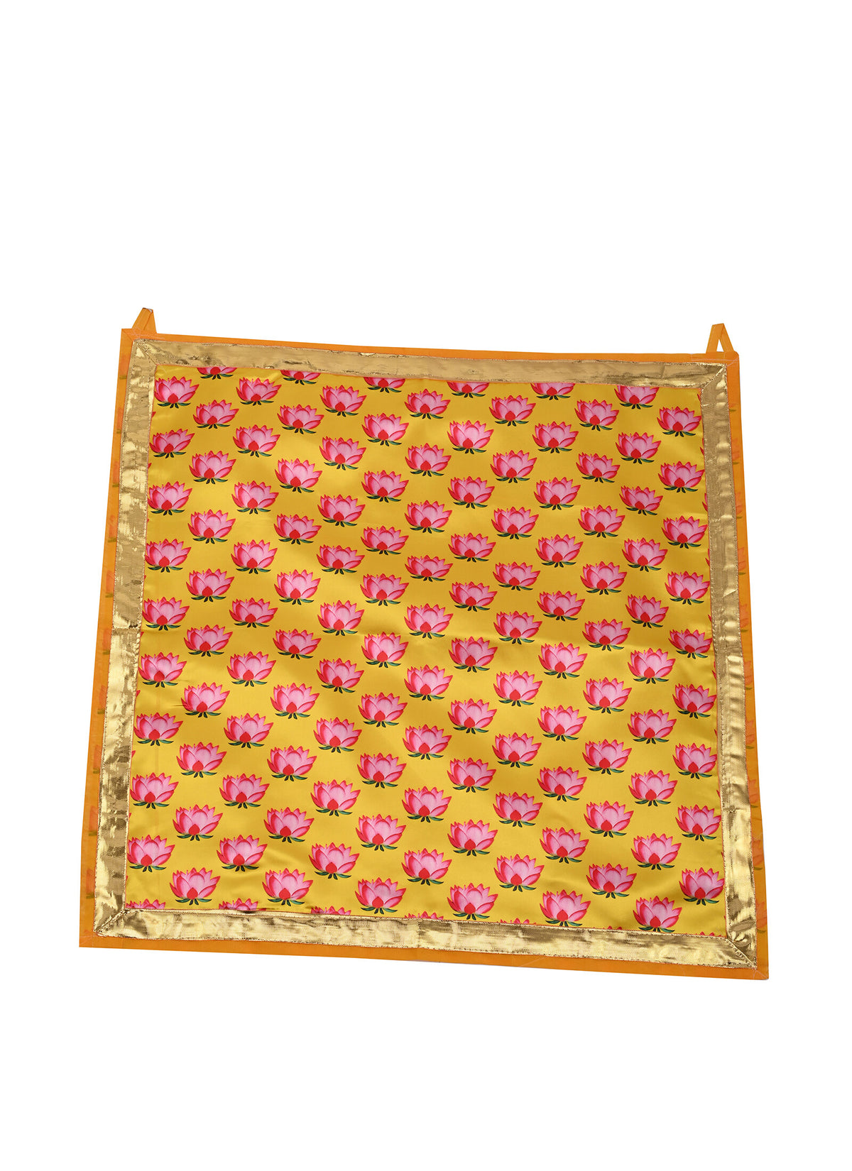 Madhoor Lotus Pooja Aasan Yellow Pink 22 x 22 Inches 1 Piece