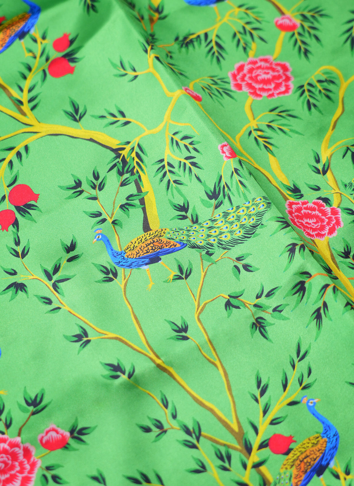 Madhoor Peacock Flower Backdrop Green Pink 40 x 40 Inches 1 Piece