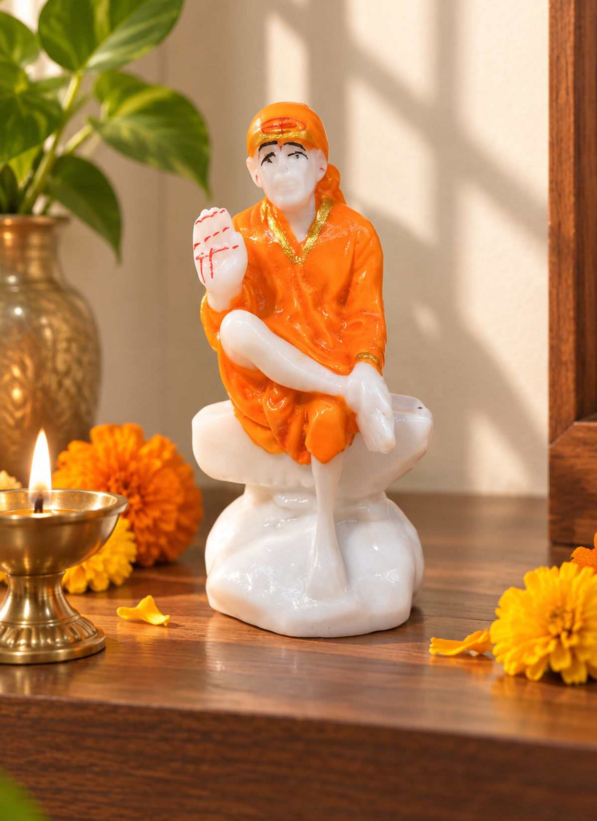 Madhoor Sai Baba Deity Idol Orange 1 Piece