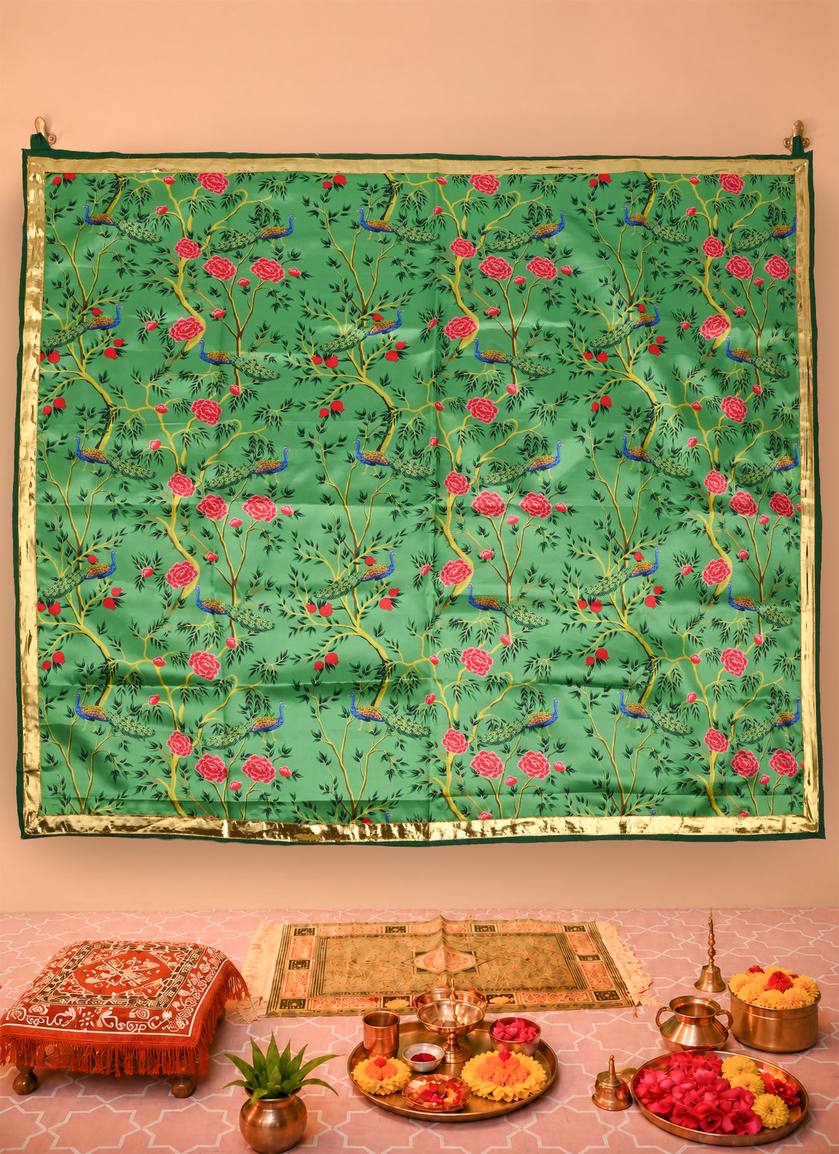 Peacock floral festive backdrop