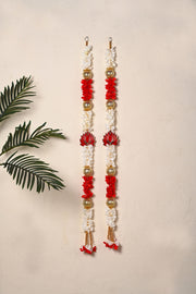 Madhoor Jasmine Bead Latkan Red 3 Feet 1 Pair