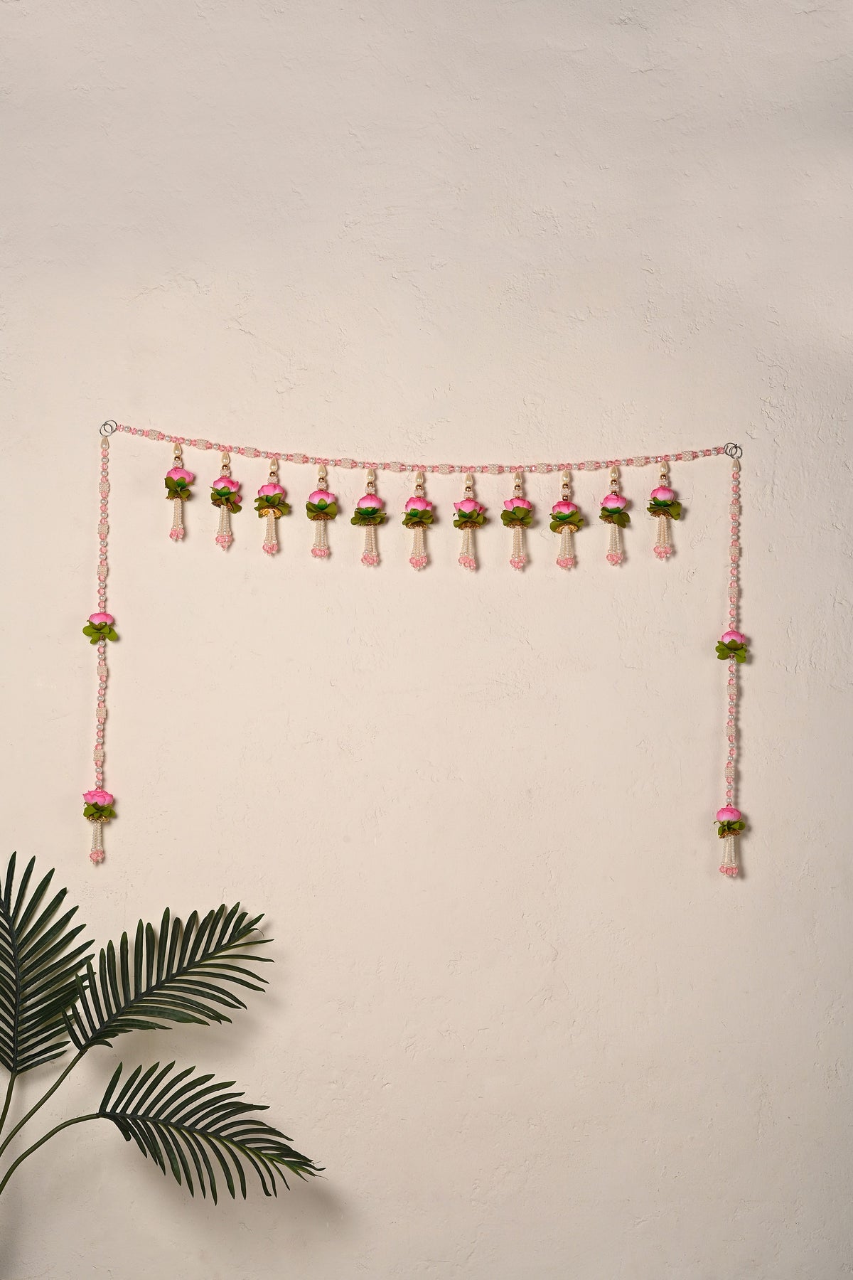 Madhoor Lotus Toran Green Pink 3 Feet