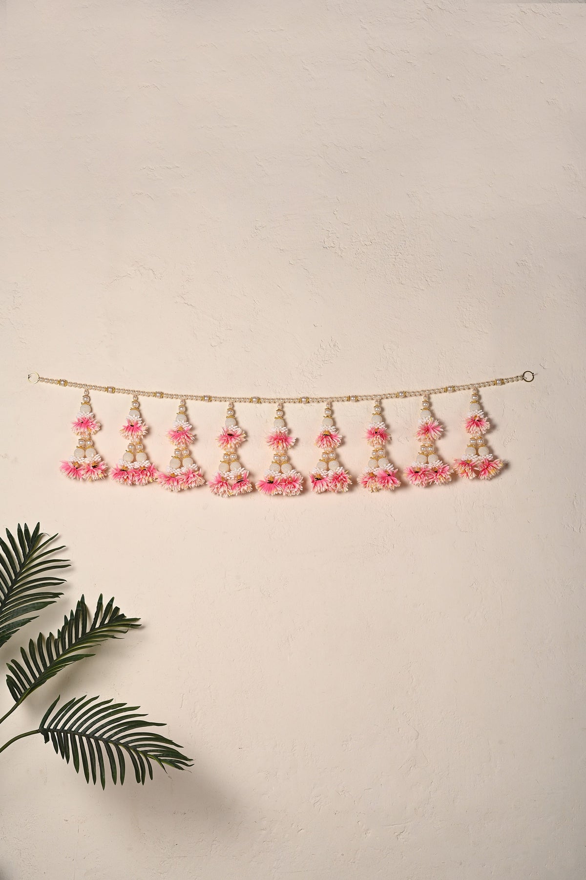 Madhoor Jasmine Tassel Toran White Pink 1 Piece