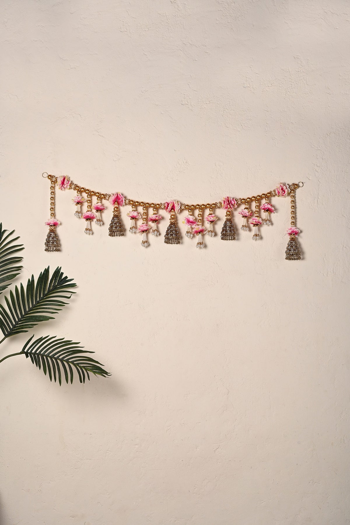 Madhoor Flower Bell Toran Pink 1 Piece